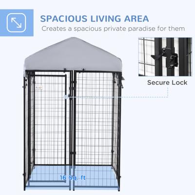Show full view: PawHut Dog Outdoor Kennel & Play Pen, Grey, 4 x 4 x 6-ft slide 4 of 9