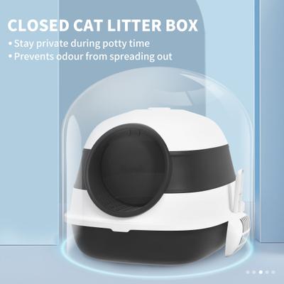 Show full view: PawHut Dome Covered Cat Litter Box, 20-in, Black slide 7 of 10