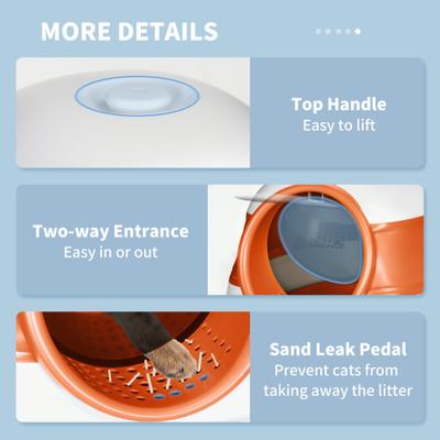 Show full view: PawHut Dome Covered Cat Litter Box, 20-in, Orange slide 8 of 9