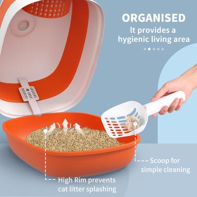 Show full view: PawHut Dome Covered Cat Litter Box, 20-in, Orange slide 5 of 9