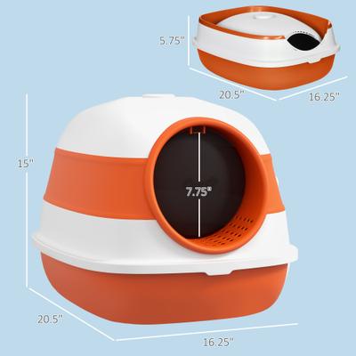 Show full view: PawHut Dome Covered Cat Litter Box, 20-in, Orange slide 3 of 9