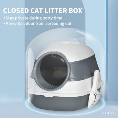 Show full view: PawHut Dome Covered Cat Litter Box, 20-in, White slide 6 of 9