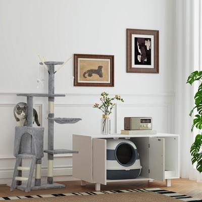 Show full view: PawHut Dome Covered Cat Litter Box, 20-in, White slide 9 of 9