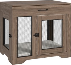 PawHut Double Door Furnisture Style Dog Crate, Brown, 32 inch