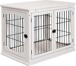 PawHut Double Door Furniture Style Dog Crate, 23 inch, White
