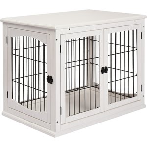 PawHut Double Door Furniture Style Dog Crate, 23 inch, White