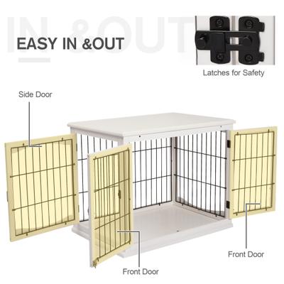 Show full view: PawHut Double Door Furniture Style Dog Crate, 23 inch, White slide 6 of 9