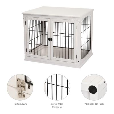 Show full view: PawHut Double Door Furniture Style Dog Crate, 23 inch, White slide 7 of 9