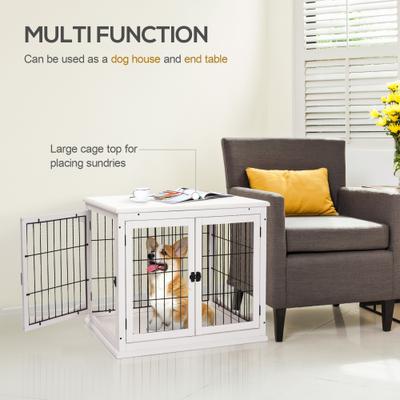 Show full view: PawHut Double Door Furniture Style Dog Crate, 23 inch, White slide 5 of 9