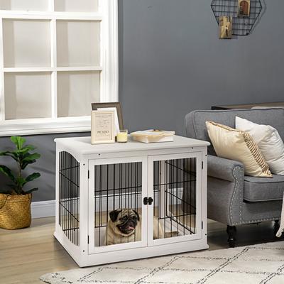 Show full view: PawHut Double Door Furniture Style Dog Crate, 23 inch, White slide 2 of 9