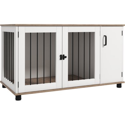 PawHut PawHut Double Door Furniture Style Dog Crate, Brown, 47 inches