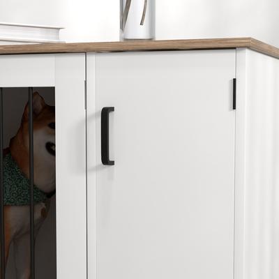 Show full view: PawHut Double Door Furniture Style Dog Crate, Brown, 47 inches slide 9 of 9