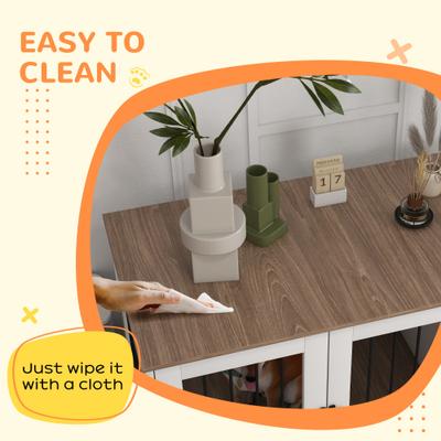 Show full view: PawHut Double Door Furniture Style Dog Crate, Brown, 47 inches slide 7 of 9