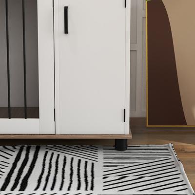 Show full view: PawHut Double Door Furniture Style Dog Crate, Brown, 47 inches slide 8 of 9