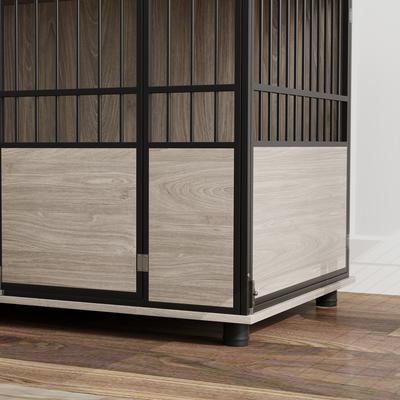 Show full view: PawHut Double Door Furniture Style Dog Crate Furniture, Walnut Finish, 46 inch slide 9 of 10