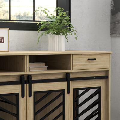 Show full view: PawHut Double Door Furniture Style Dog Crate with Removable Divider, Oak, 66 inch slide 9 of 10