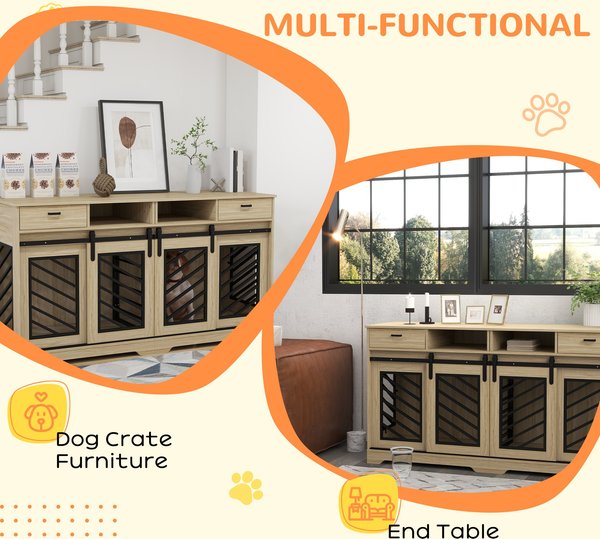 PawHut Double Door Furniture Style Dog Crate with Drawer, 32 inch