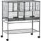 Show in main carousel: PawHut Double with Rolling Stand Removable Metal Tray Bird Cage, Black slide 1 of 6