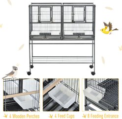 PawHut Double with Rolling Stand Removable Metal Tray Bird Cage, Black slide 2 of 5