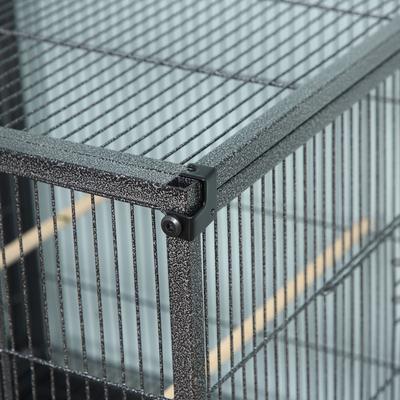 Show full view: PawHut Double with Rolling Stand Removable Metal Tray Bird Cage, Black slide 4 of 6