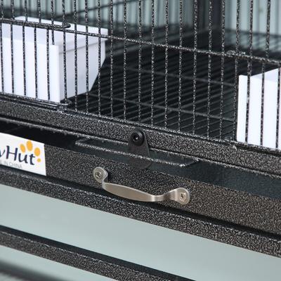 Show full view: PawHut Double with Rolling Stand Removable Metal Tray Bird Cage, Black slide 5 of 6