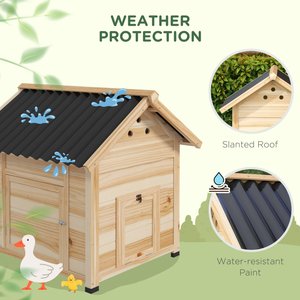 PawHut Duck House with Openable Roof & Double Doors, 1 to 3 Duck Capacity