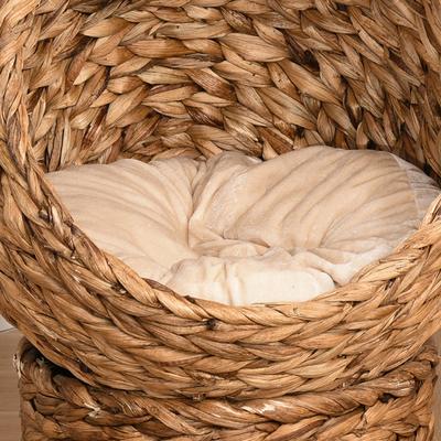 Show full view: PawHut Egg Chair Rattan Elevated Cat Bed with Removable Cover, 17-in, Brown slide 7 of 10