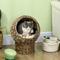 Show in main carousel: PawHut Egg Chair Rattan Elevated Cat Bed with Removable Cover, 17-in, Dark Gray slide 2 of 10