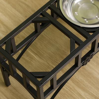 Show full view: PawHut Elevated Dog Bowls, Black, Short slide 8 of 9