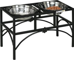 PawHut Elevated Dog Bowls, Black, Tall