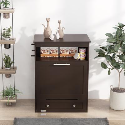 Show full view: PawHut Elevated Dog Bowls with Storage, Brown slide 8 of 11