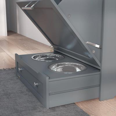 Show full view: PawHut Elevated Dog Bowls with Storage, Gray slide 9 of 10