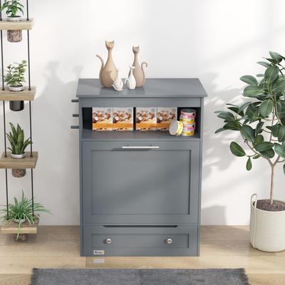 Show full view: PawHut Elevated Dog Bowls with Storage, Gray slide 7 of 10