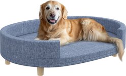 PawHut Elevated Dog Couch Bed with Removable Cover, Blue, 39.4-in