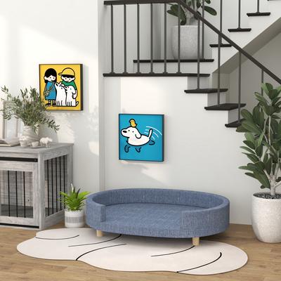 Show full view: PawHut Elevated Dog Couch Bed with Removable Cover, Blue, 39.4-in slide 9 of 9