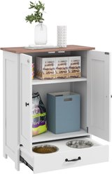 PawHut Elevated Dog Feeding Station with Hidden Bowls, White