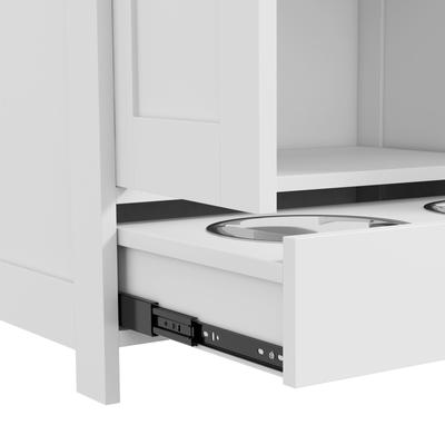 Show full view: PawHut Elevated Dog Feeding Station with Hidden Bowls, White slide 9 of 9