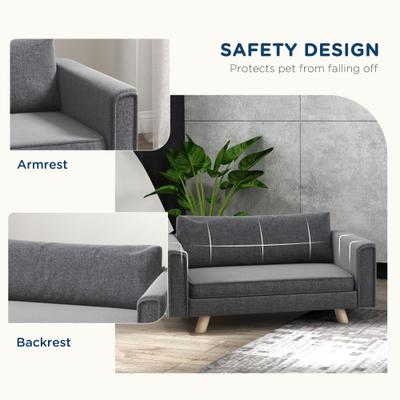 Show full view: PawHut Elevated Dog Sofa Bed, Gray, 33.75-in slide 7 of 9