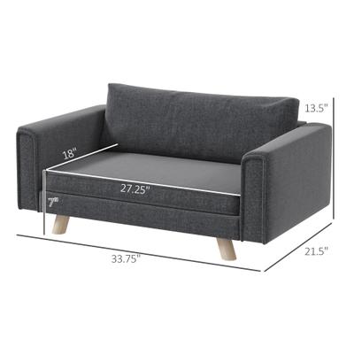 Show full view: PawHut Elevated Dog Sofa Bed, Gray, 33.75-in slide 3 of 9