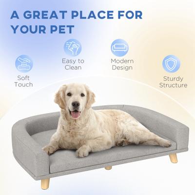 Show full view: PawHut Elevated Dog Sofa Bed with Removable Cover, 38.6-in, Gray slide 8 of 11