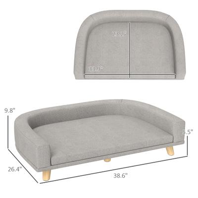 PawHut Elevated Dog Sofa Bed with Removable Cover, 38.6-in