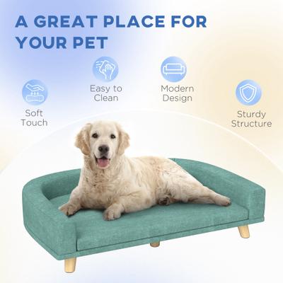 Show full view: PawHut Elevated Dog Sofa Bed with Removable Cover, 38.6-in, Green slide 7 of 10