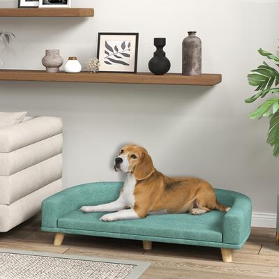 Show full view: PawHut Elevated Dog Sofa Bed with Removable Cover, 38.6-in, Green slide 2 of 10