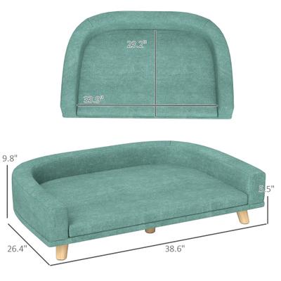 Show full view: PawHut Elevated Dog Sofa Bed with Removable Cover, 38.6-in, Green slide 3 of 10