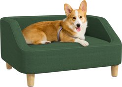 PawHut Elevated Dog Sofa Bed with Removable Cover, Dark Green, 29.5-in