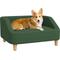 Show in main carousel: PawHut Elevated Dog Sofa Bed with Removable Cover, Dark Green, 29.5-in slide 1 of 10