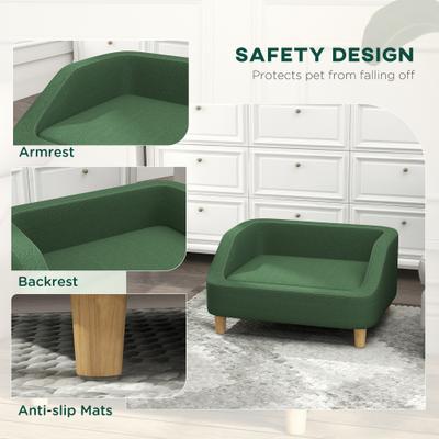 Show full view: PawHut Elevated Dog Sofa Bed with Removable Cover, Dark Green, 29.5-in slide 8 of 10