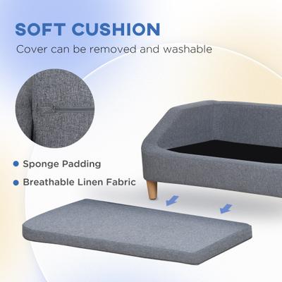 Show full view: PawHut Elevated Dog Sofa Bed with Removable Cover, Gray, 38-in slide 6 of 9