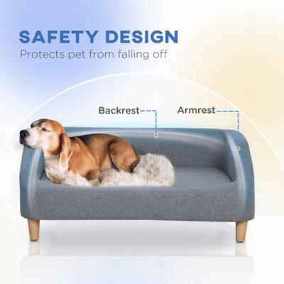 Show full view: PawHut Elevated Dog Sofa Bed with Removable Cover, Gray, 38-in slide 5 of 9