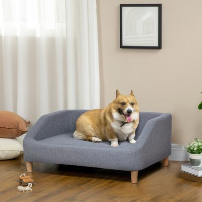 Show full view: PawHut Elevated Dog Sofa Bed with Removable Cover, Gray, 38-in slide 2 of 9